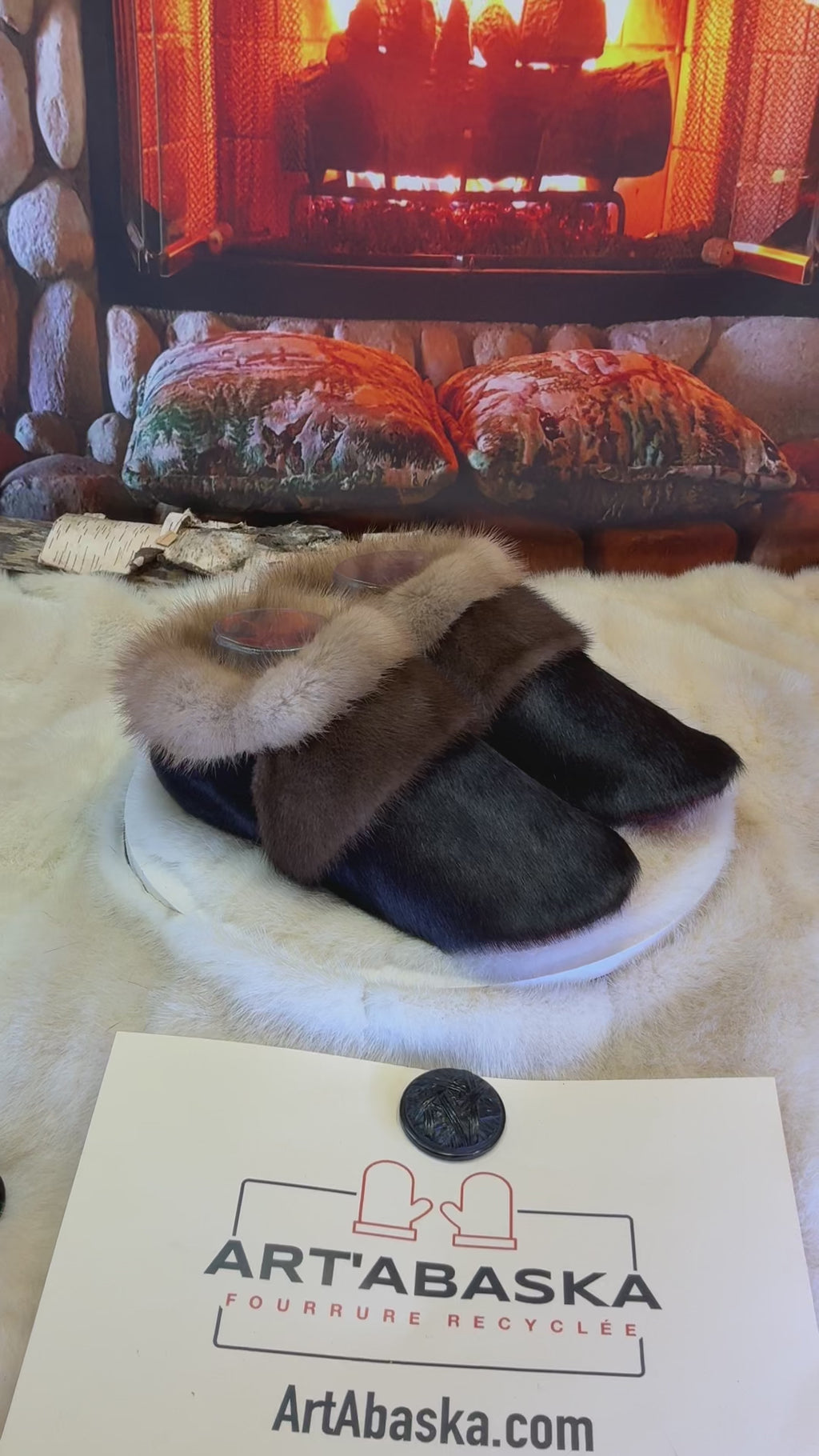 Slipper Jocelyne pointure 8 femme – Sherling italien & cuir recyclé, pièce unique faite à la main au Québec