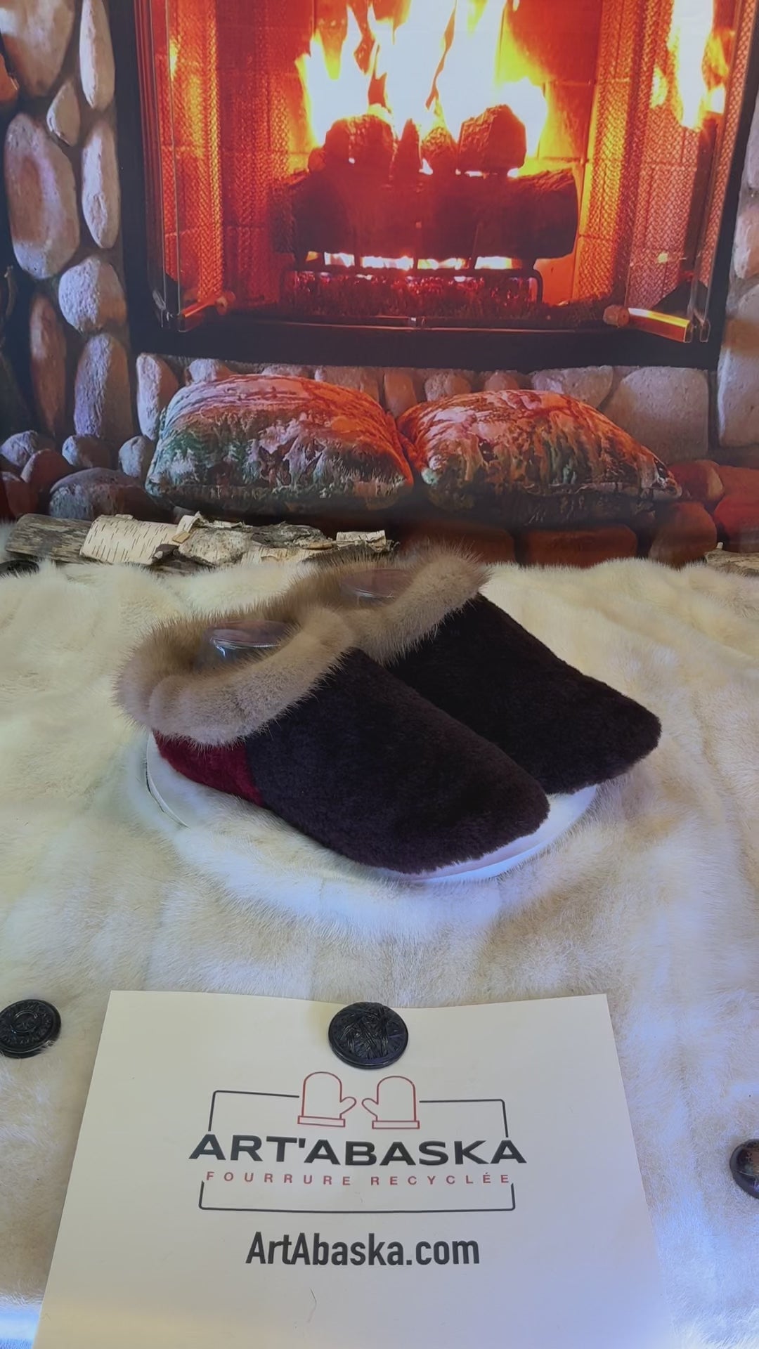 Slipper Gisèle pointure 8 femme – Sherling italien & cuir recyclé, pièce unique faite à la main au Québec