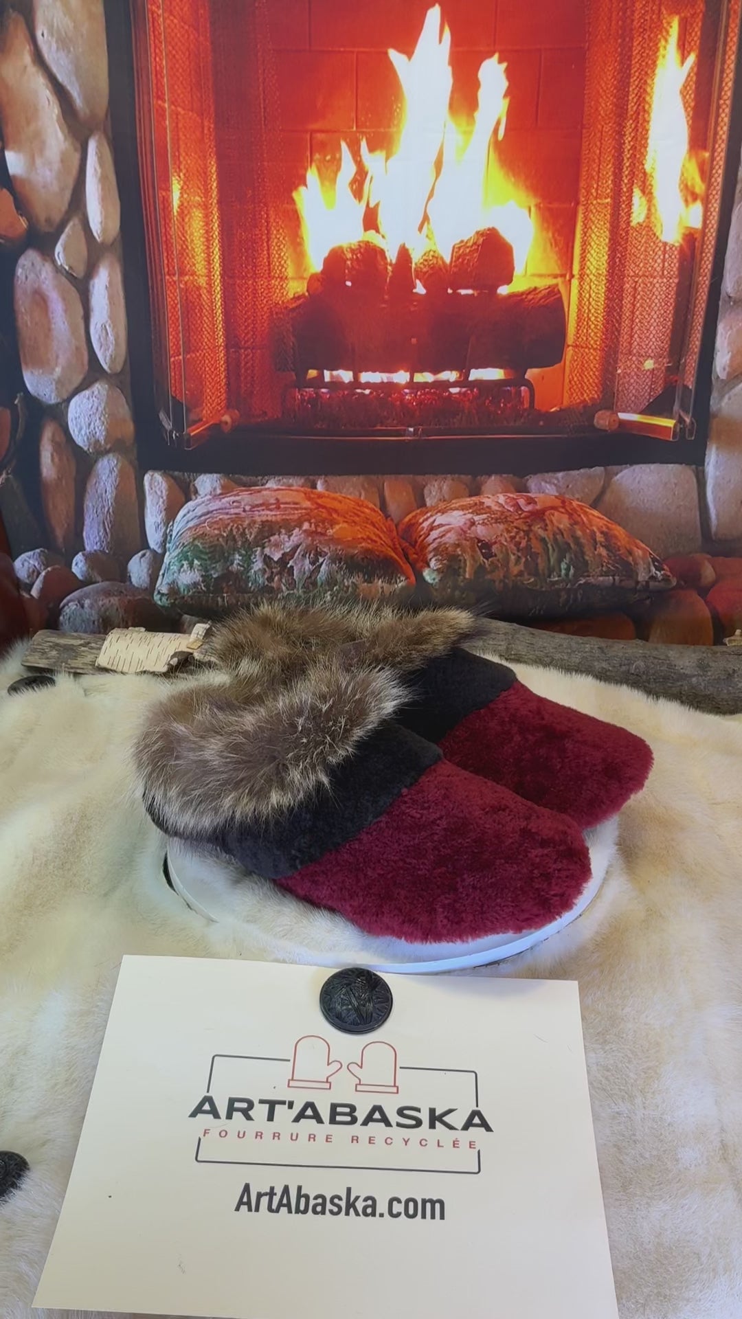 Slipper Les Jacqueline pointure 11 Homme – Sherling italien & cuir recyclé, pièce unique faite à la main au Québec