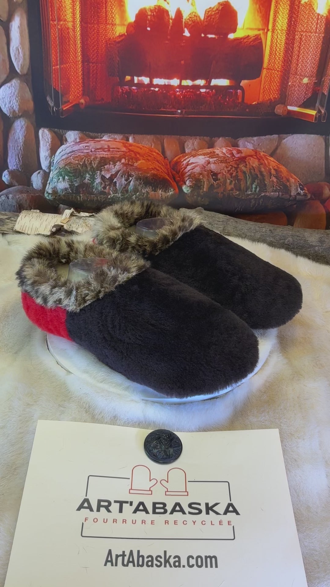 Slipper Les Marguerite pointure 12 Homme – Sherling italien & cuir recyclé, pièce unique faite à la main au Québec