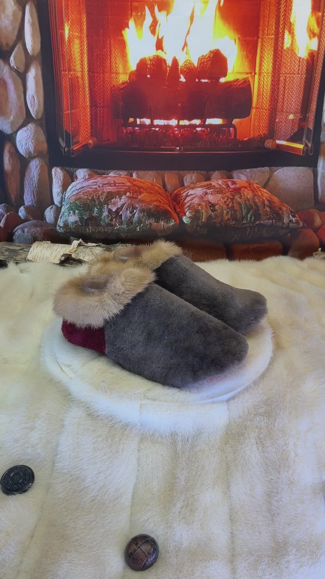 Slipper Rachelle pointure 8 femme – Sherling italien & cuir recyclé, pièce unique faite à la main au Québec