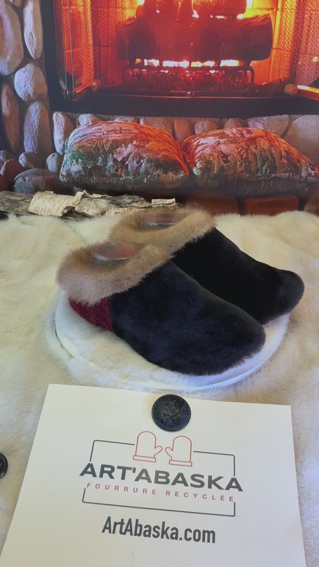 Slipper Sylvie pointure 8 femme – Sherling italien & cuir recyclé, pièce unique faite à la main au Québec