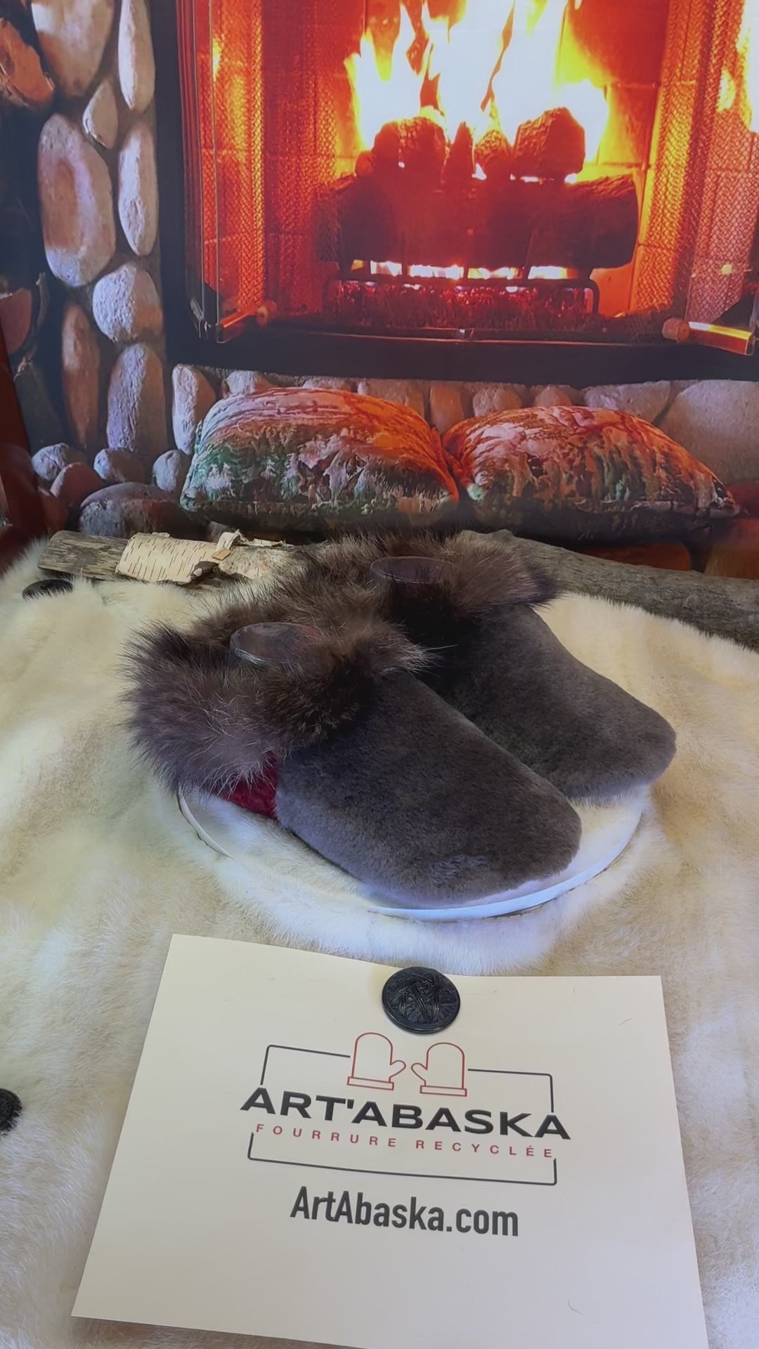Slipper Les Cécile pointure 9 femme – Sherling italien & cuir recyclé, pièce unique faite à la main au Québec