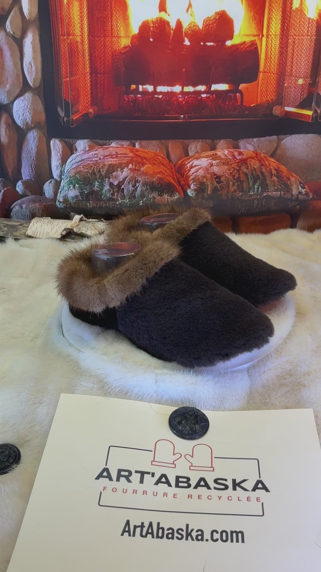 Slipper Germaine pointure 9 femme – Sherling italien & cuir recyclé, pièce unique faite à la main au Québec