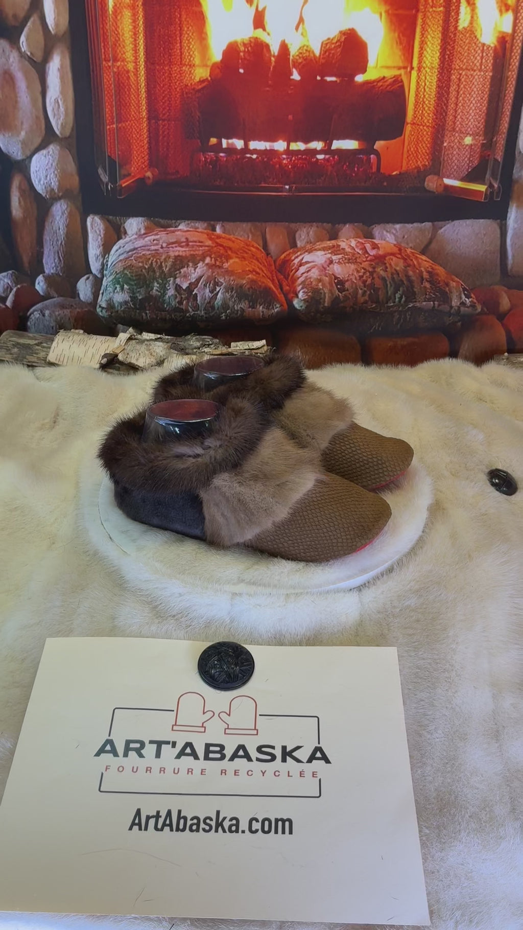 Slipper Aurore pointure 7 femme – Sherling italien & cuir recyclé, pièce unique faite à la main au Québec