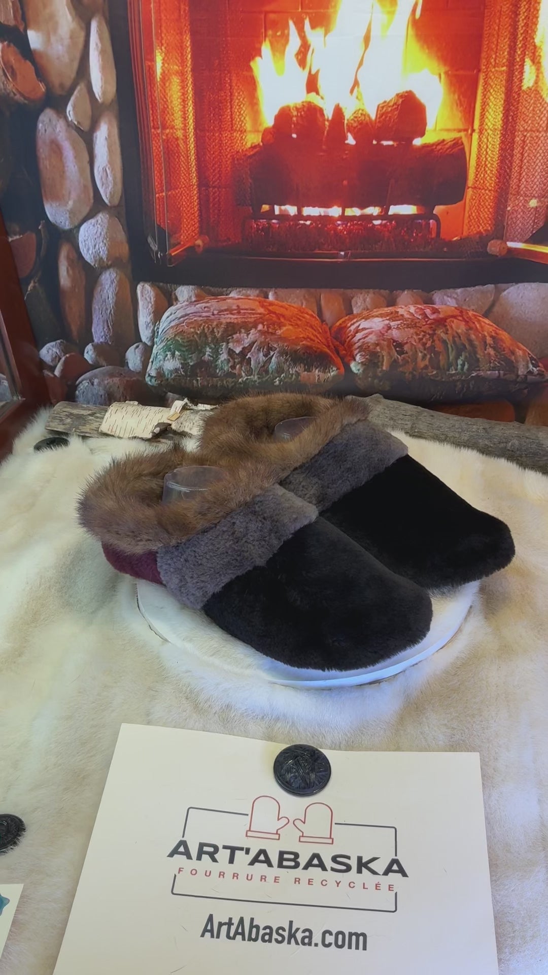 Slipper Les Jeanne pointure 12 Homme – Sherling italien & cuir recyclé, pièce unique faite à la main au Québec
