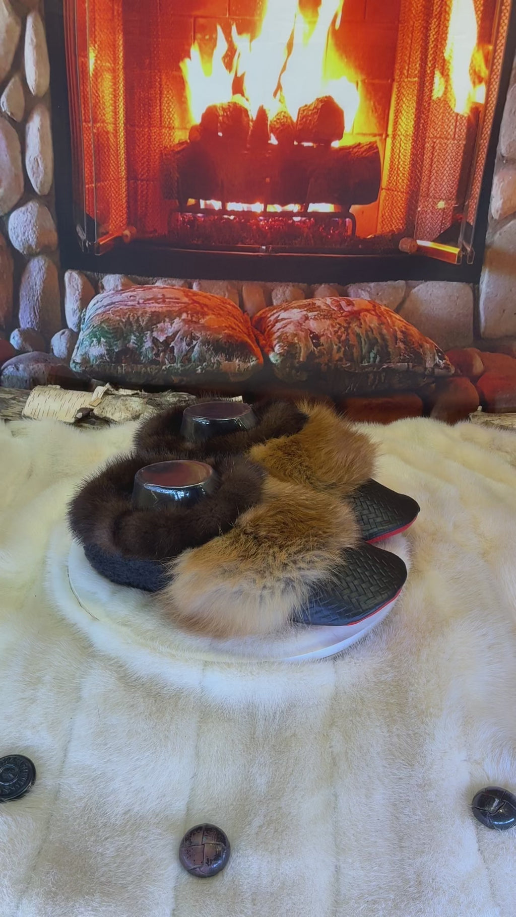 Slipper Rollande pointure 10 femme – Sherling italien & cuir recyclé, pièce unique faite à la main au Québec