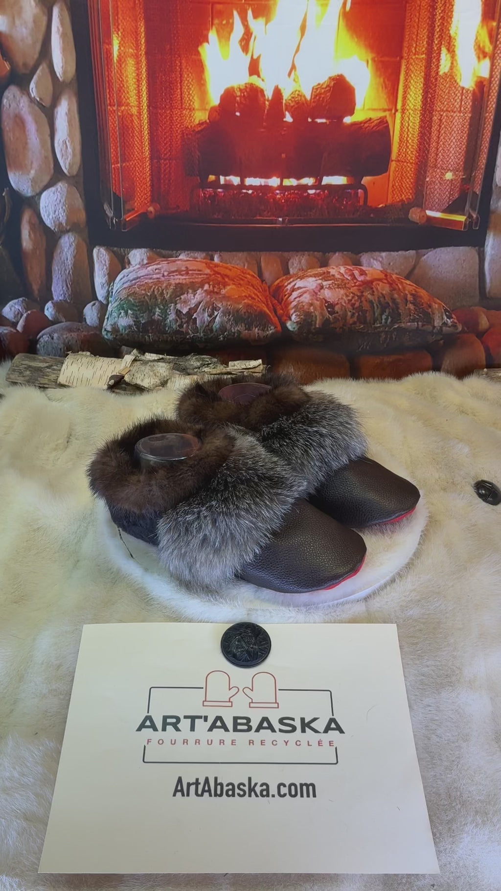 Slipper Léontine pointure 8 femme – Sherling italien & cuir recyclé, pièce unique faite à la main au Québec