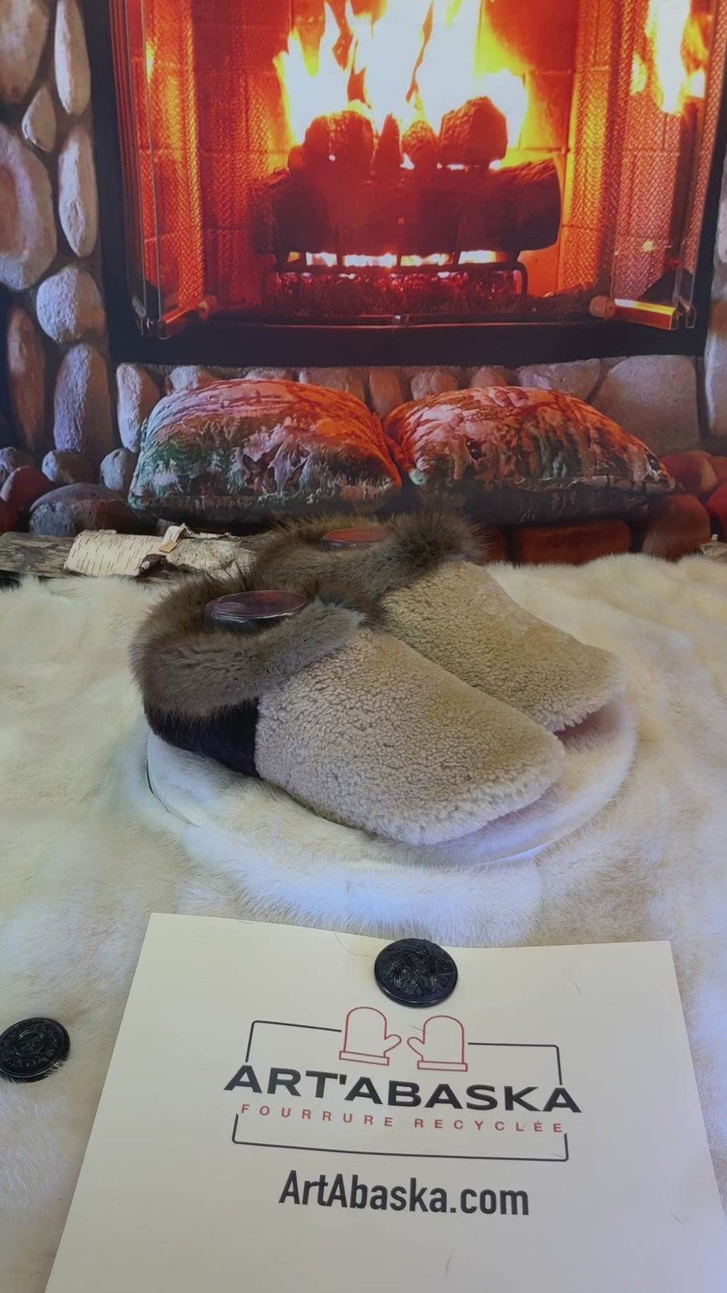 Slipper Suzette pointure 9 femme – Sherling italien & cuir recyclé, pièce unique faite à la main au Québec