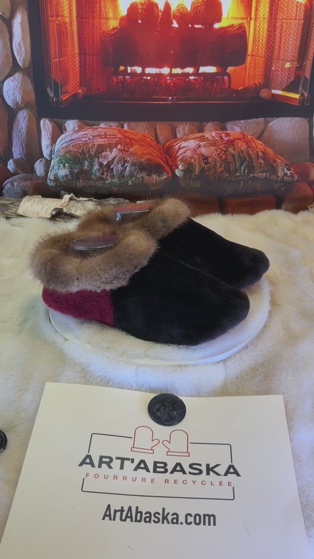 Slipper Julienne pointure 9 femme – Sherling italien & cuir recyclé, pièce unique faite à la main au Québec