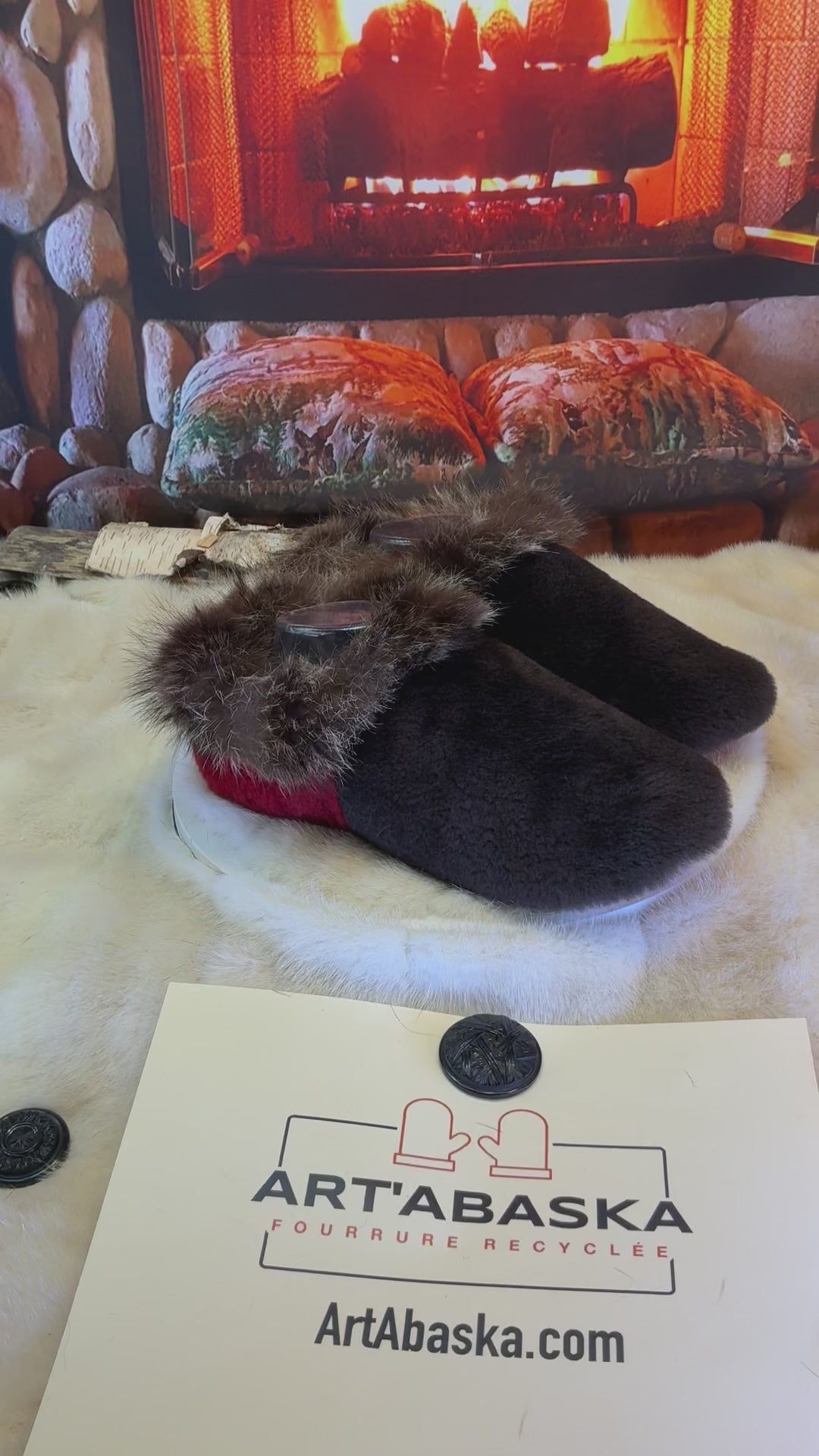 Slipper Réjeanne pointure 9 femme – Sherling italien & cuir recyclé, pièce unique faite à la main au Québec