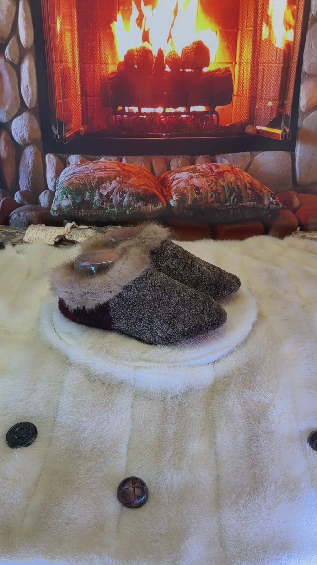Slipper Yvonne pointure 7 femme – Sherling italien & cuir recyclé, pièce unique faite à la main au Québec