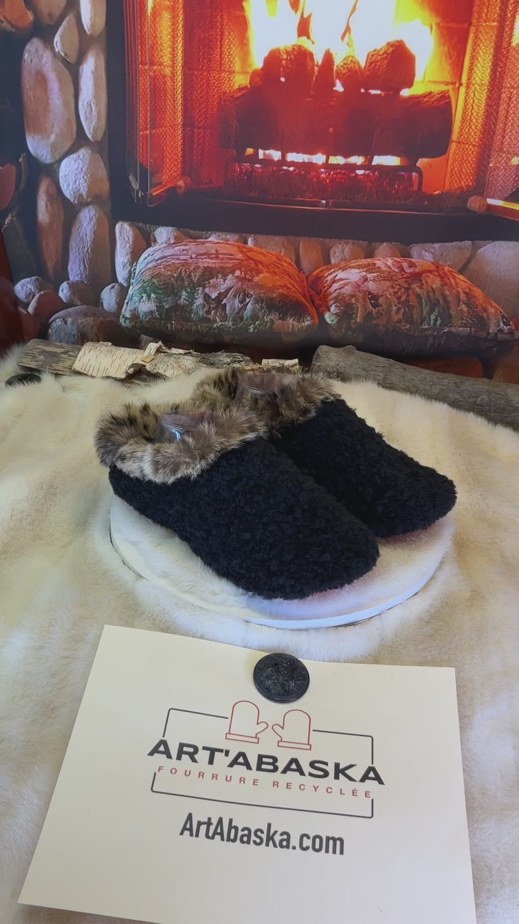 Slipper Les Lucille pointure 9 femme – Sherling italien & cuir recyclé, pièce unique faite à la main au Québec
