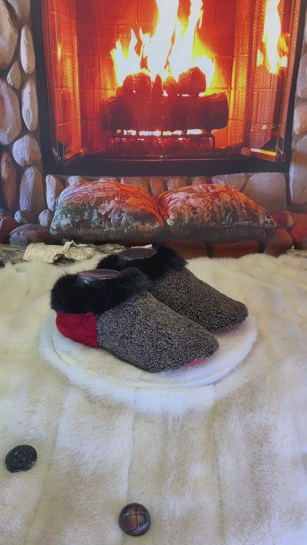 Slipper Jeanne pointure 7 femme – Sherling italien & cuir recyclé, pièce unique faite à la main au Québec