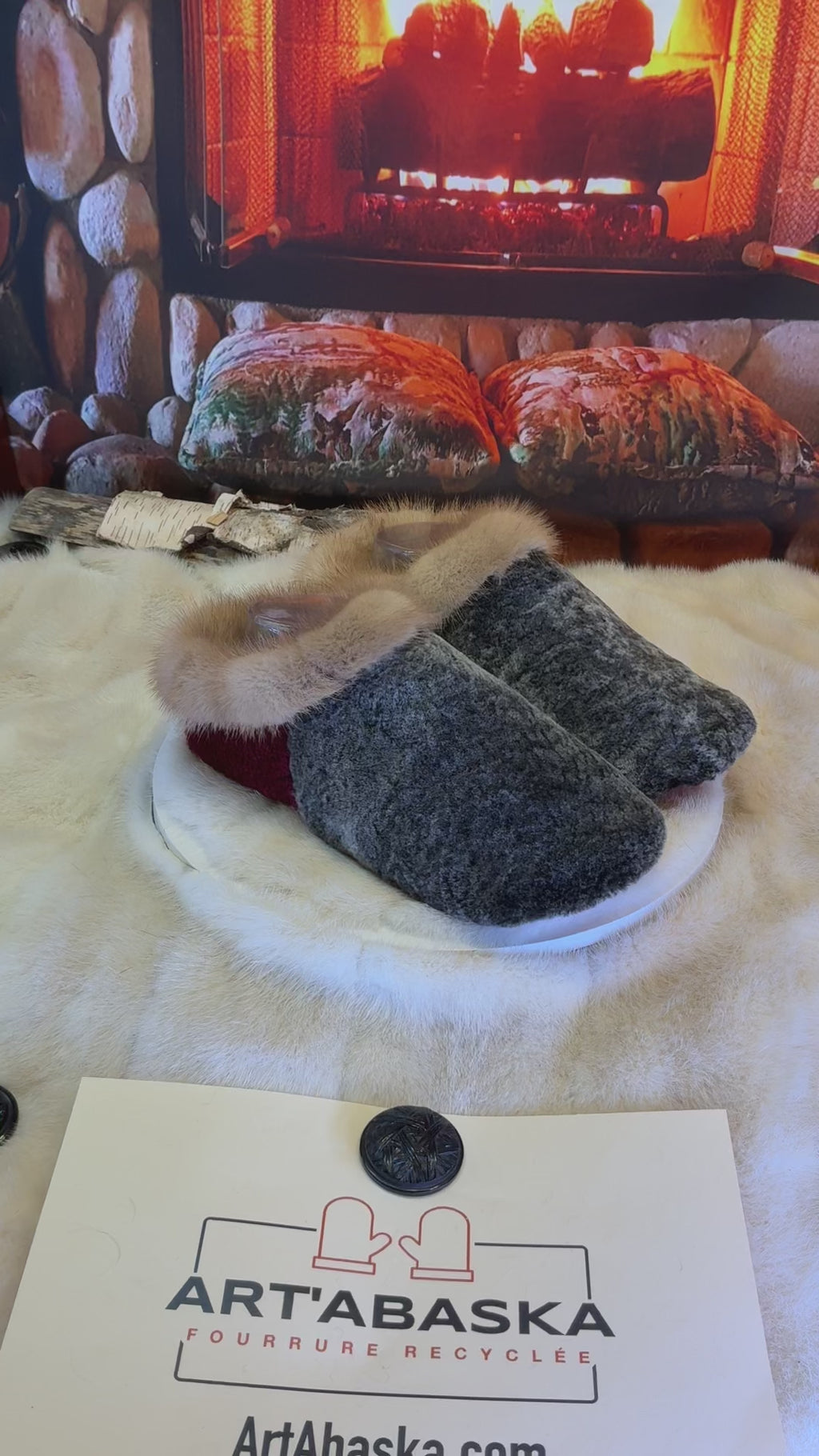 Slipper Raymonde pointure 8 femme – Sherling italien & cuir recyclé, pièce unique faite à la main au Québec