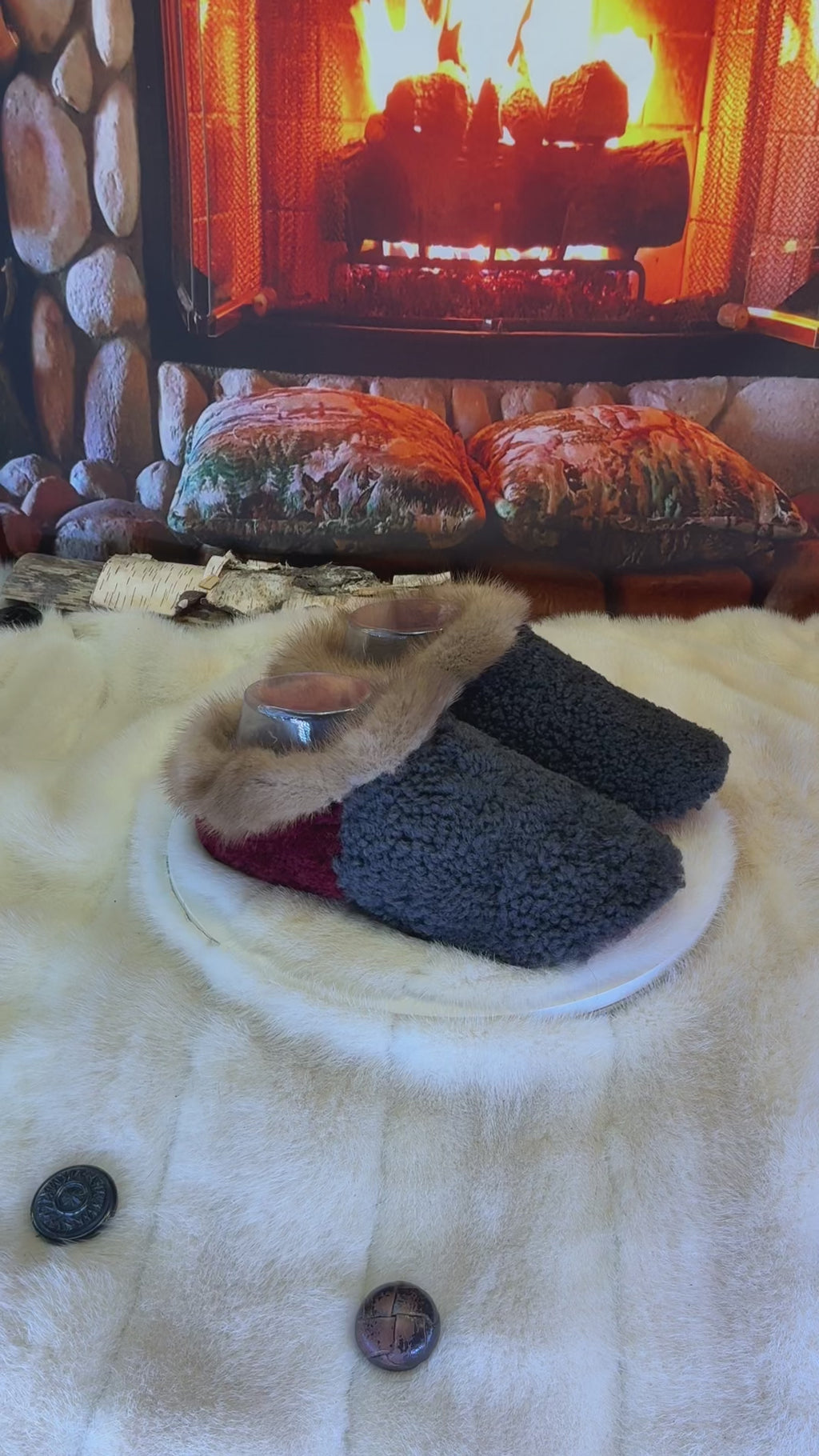 Slipper Régine pointure 7 femme – Sherling italien & cuir recyclé, pièce unique faite à la main au Québec