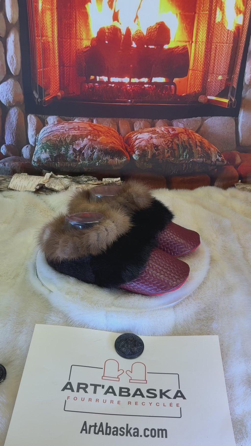 Slipper Diane pointure 7 femme – Sherling italien & cuir recyclé, pièce unique faite à la main au Québec