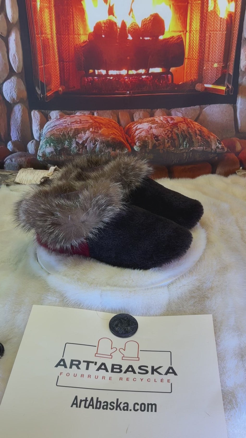 Slipper Jeanette pointure 9 femme – Sherling italien & cuir recyclé, pièce unique faite à la main au Québec